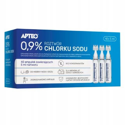  APTEO 0.9% sodium chloride solution PHYSIOLOGICAL SALT 40 ampoules x 5 ml