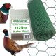 Green metal mesh 1x25m, mesh size 13mm, coated