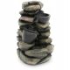  GARDEN FOUNTAIN, DECORATIVE IMITATION STONE, BOWL AND JUG, LED LIGHTING