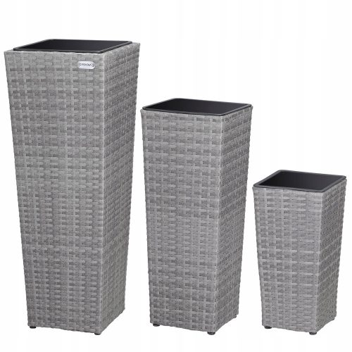  Casaria flowerpot 29 cm x 29 x 80 cm, plastic, grey and silver tones