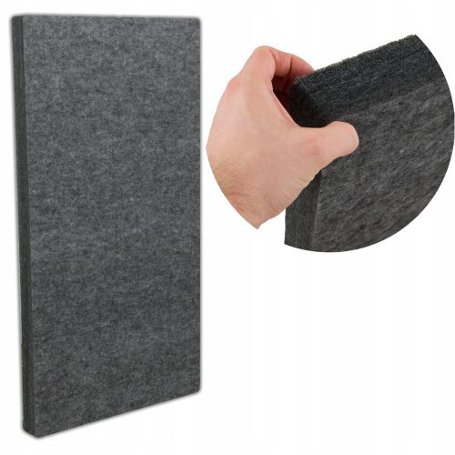 Black acoustic studio wall panel, acoustic improvement, 50 x 500 x 1000 mm