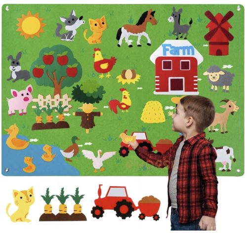  BOARD-EDUCATIONAL MAT MADE OF FELT PANELS FOR CHILDREN MONTESSORI ANIMALS