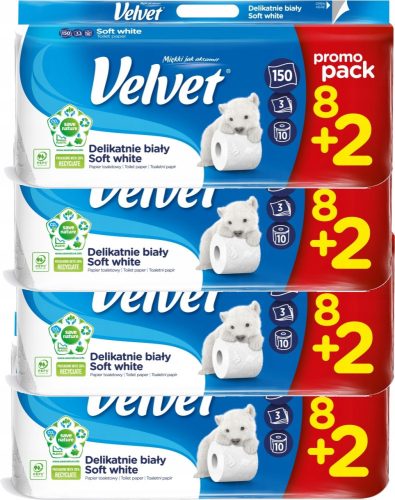 Velvet toilet paper unscented, 10 pieces.