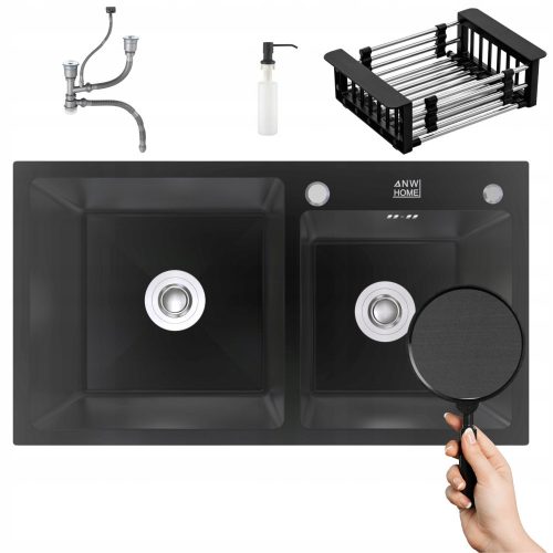 ANW HOME two-bowl sink, black steel