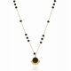  Necklace gift surgical steel with stone medallion onyx beads