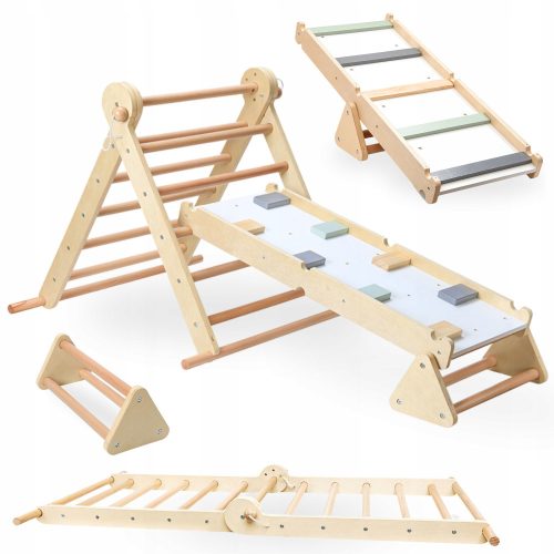 Playgrounds in the garden 3-in-1 wooden triangle ladder for the home playground