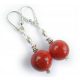  Silver Natural CORAL Earrings