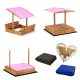 Pink impregnated wooden sandpit with roof, model 120, super quality