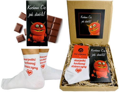 Cool, funny gadgets SOCKS 39-42 and CHOCOLATE in a SET for VALENTINE'S DAY for a girl WOMEN