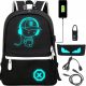 Glow-in-the-Dark Urban Backpack Set with Pencil Case, Lock, USB & Jack Cables