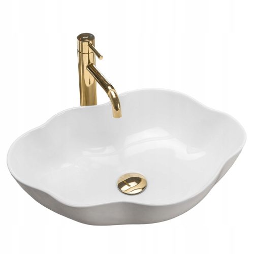 Asymmetrical countertop washbasin Rea Pearl