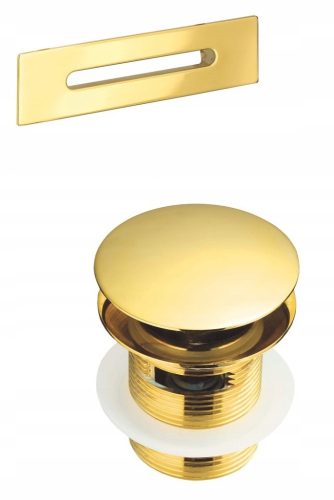 A set of GOLD bathtub accessories – gold plug and overflow cover