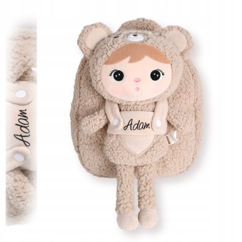  Metoo Backpack with Removable Plush Toy – Beige Teddy Bear