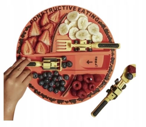  Placemat for Picky Eaters – Excavator and Bulldozer + Toy Plate