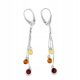  Earrings amber silver hanging long BALL