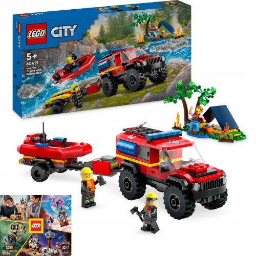  60412 4X4 FIRE TRUCK WITH RESCUE BOAT + LEGO CATALOG 2024 NEW