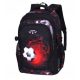  K&M school backpack with multiple compartments, black, red tones