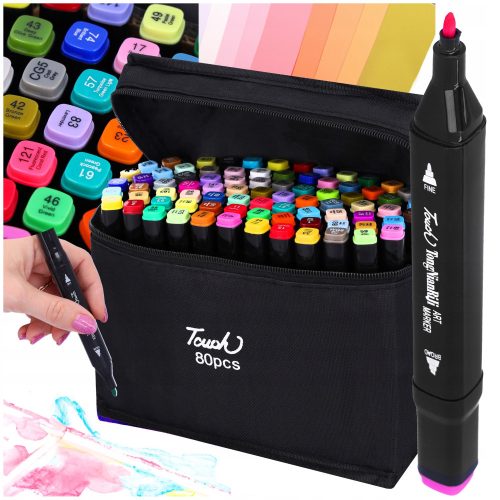  Alcohol Markers, 80 Double-Sided Touch Markers, Colored Markers + Pouch