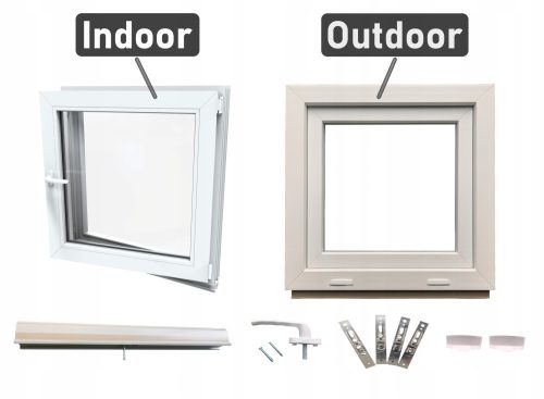 Warm white PVC window, right, 50x50, 500x500, set