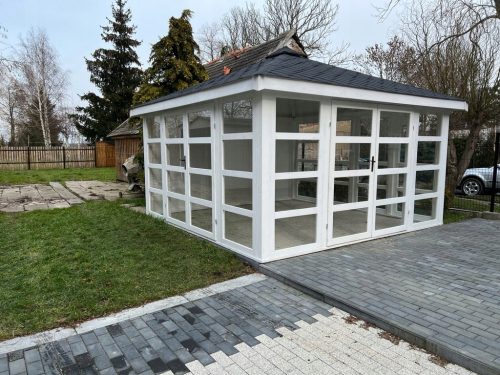 Pavilions, shelters, roofs Pavilion TG Wooden Constructions Glass 400 x 400 x 320 cm