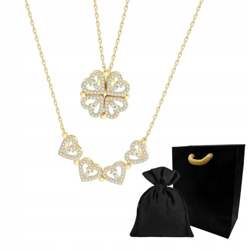  Women's necklace CLOVER 2IN1 HEART heart GOLD magnetic STEEL 316