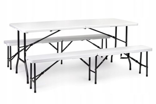 A set of garden and patio furniture Modern Home garden furniture set, plastic, classic white, 3 pieces.