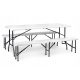 A set of garden and patio furniture Modern Home garden furniture set, plastic, classic white, 3 pieces.