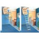 MYZYK wooden attic ladder 80 x 80 cm, maximum height 260 cm