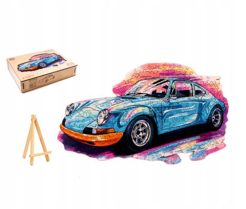  LARGE WOODEN PUZZLE 260 PIECES SPORTS CAR IN A WOODEN BOX