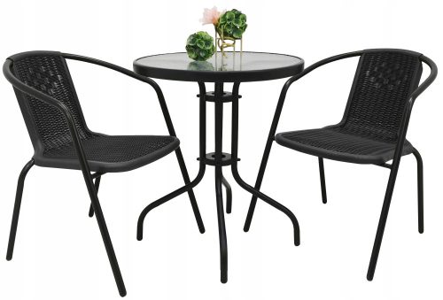 A set of garden and patio furniture Garden furniture set Contrast black metal 3-piece.