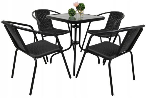 A set of garden and patio furniture Garden furniture set contrast metal BERGAMO black 5-piece.