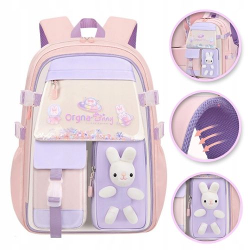 Durable Multi-Compartment Pink and Purple School Backpack for Grades 4-6