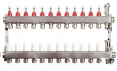 Underfloor heating distributor 12 sections circuits stainless steel