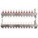 Underfloor heating distributor 12 sections circuits stainless steel