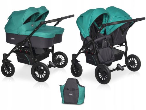  Stroller for twins 2in1 SAXO Riko Basic 2 x GONDOLA 2 x SEAT + BAG