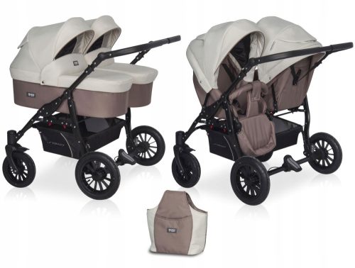  Stroller for twins 2in1 SAXO Riko Basic, CONVERTIBLE SEATS, TWO GONDOLAS