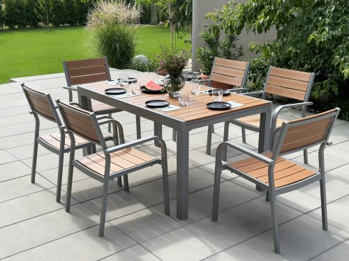 Tables et chaises de jardin pour la terrasse Table et chaises en métal MAT-COMPANY 2090-SM-W-6K CRAFT beige et marron