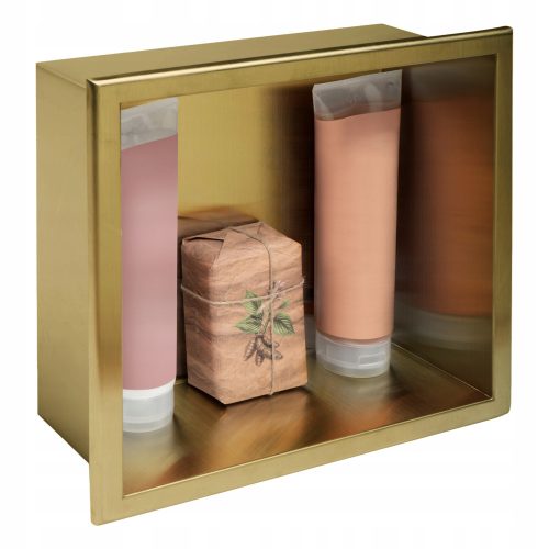 MOUNTED BATHROOM SHELF 30x30 GOLD BRUSH - REA