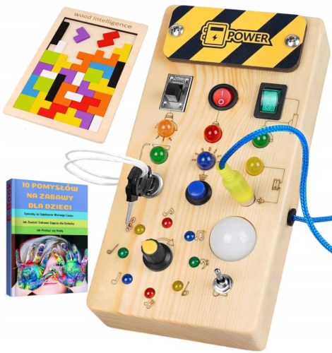  Wooden Montessori LED educational sensor board with light switches