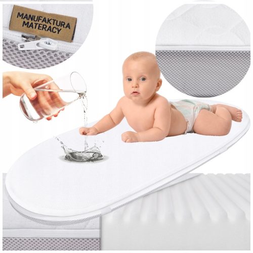  Bebbeto Luca Gondelmatratze Manufaktura Mittelfeste Matratzen 73 x 31 x 3.5 cm white + Matratzenschoner Manufaktura Mattress 73 cm x 31 cm