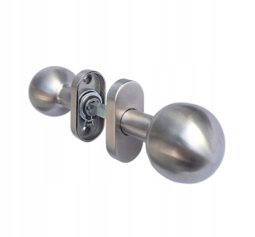 TURNING KNOB for gate doors, oval plate, stainless steel