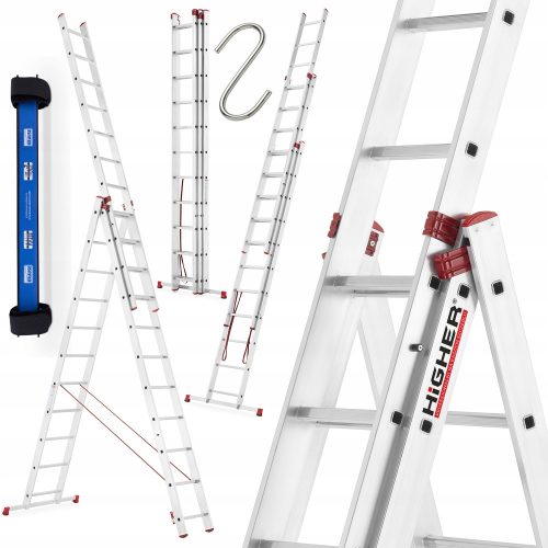 Higher ladder 7.55 m aluminum 3 x 3 up to 150 kg