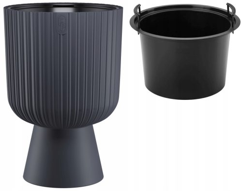  FLOWER POT WITH MIKA KELI 3D INSERT, 40CM ANTHRACITE