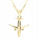  Gold Airplane Necklace Women's Chain with Airplane GOLD PLATED AU999