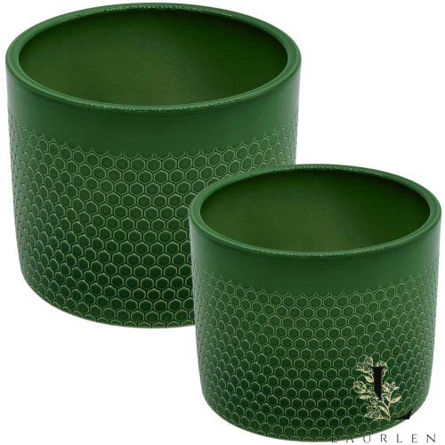 Pots and planters for outdoor and garden Griebling flowerpot 15.5 cm x 17.4 x 15.5 cm diameter 17.4 cm ceramic green tones