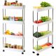 Bathroom, Kitchen Shelf, Shelf on Wheels, 4-Tier Cabinet with Hooks