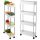 Bathroom Shelves Bathroom and Kitchen Shelf on Wheels, Narrow Bookcase with 4 Tiers, White