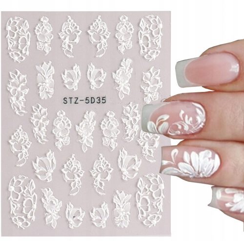  WHITE NAIL STICKERS MANICURE LACE FLOWERS LACE