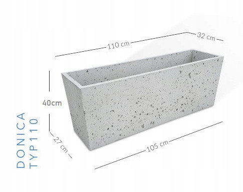 Pots and planters for outdoor and garden PASOŃ flowerpot 110 cm x 32 x 40 cm concrete