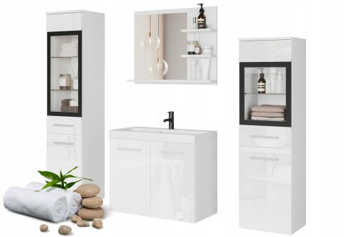 Bathroom furniture set with washbasin 60 2x mirror cabinet + shelves